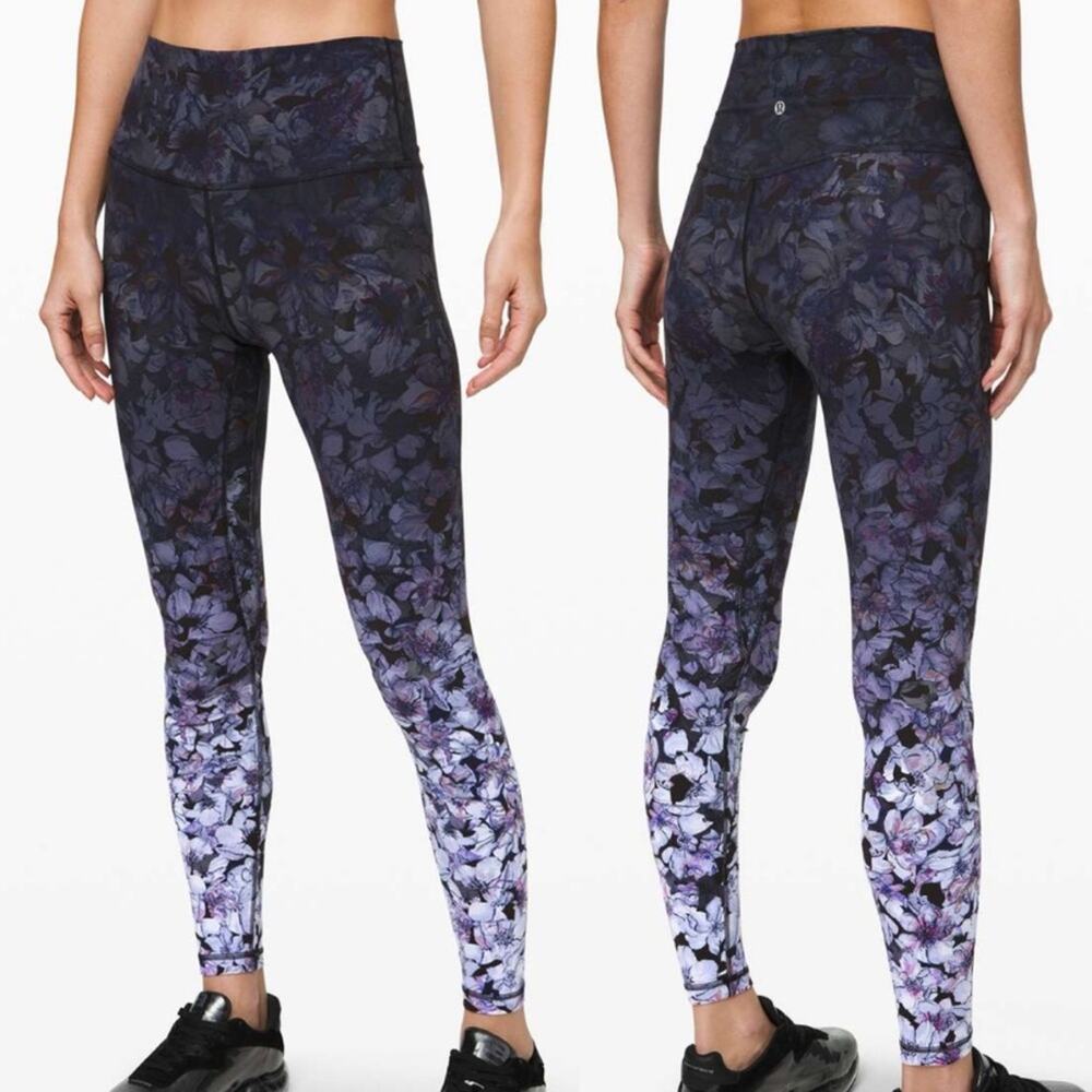 Lululemon Align Pant Size 4 Nightfall Blossom Black Blue Purple Nulu Yoga Floral